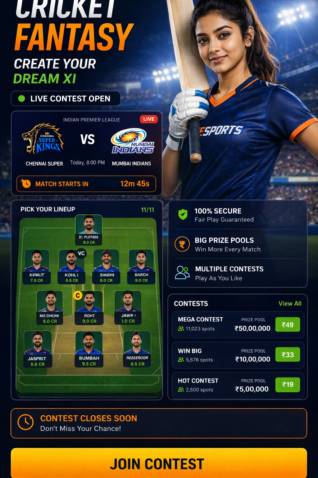 Come Cric App cricket matchday visual