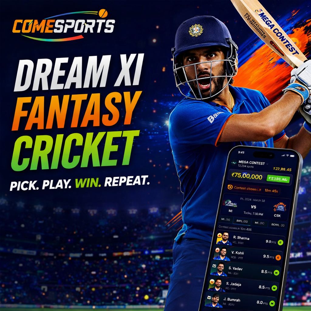 Come Cric App Dream XI fantasy cricket ad visual