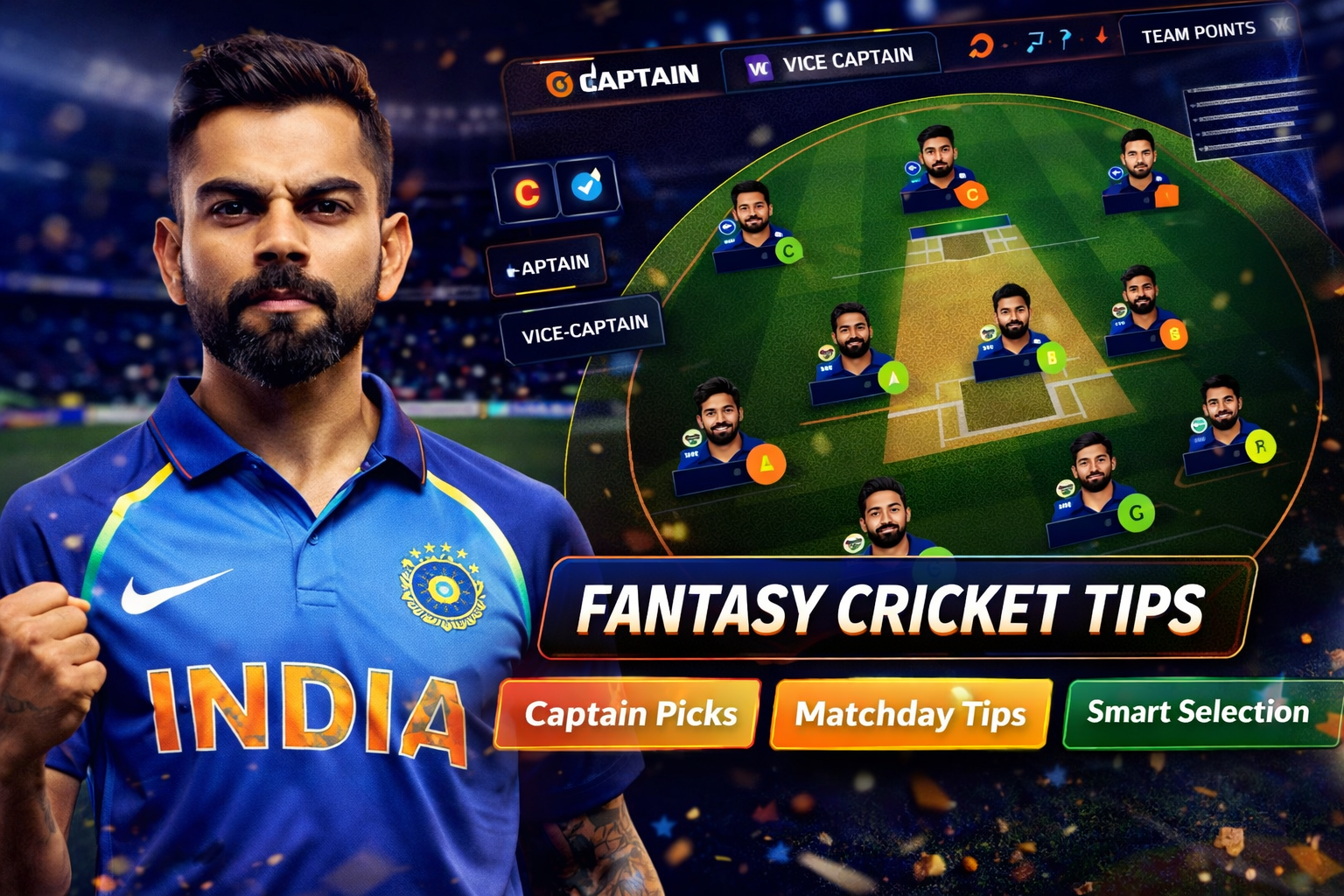 Come Cric App role based fantasy cricket checklist